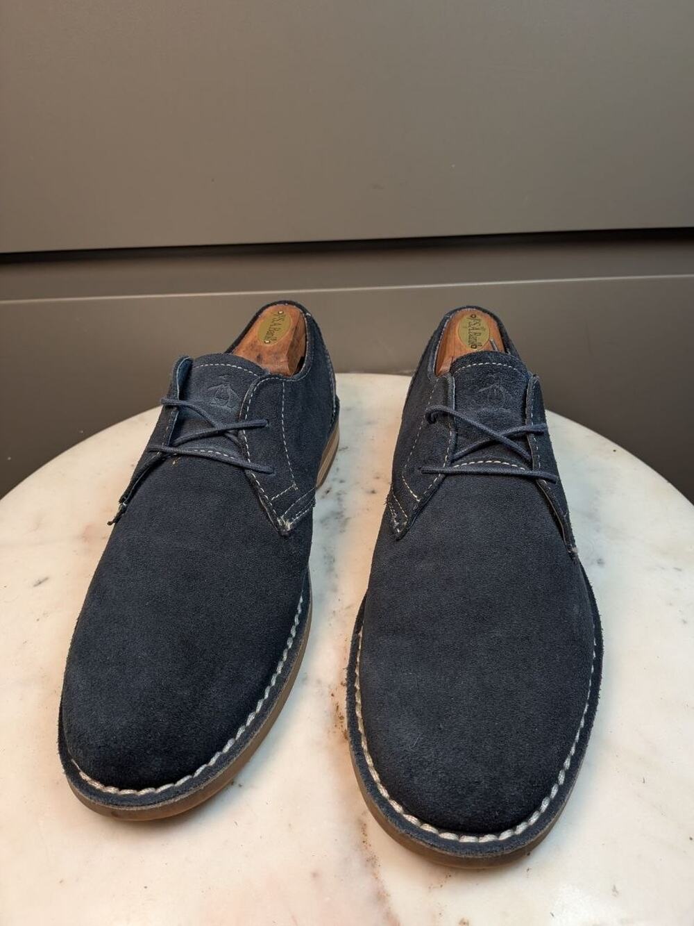 Original Penguin Mens 9 Blue Suede Leather Chukka Casual Oxford Shoes